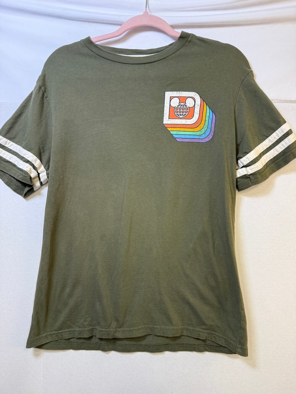 Disney Parks Walt Disney World Rainbow Mickey T-Shirt Adult Small Green